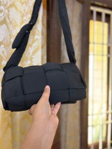 Stylish Black Woven Crossbody Bag