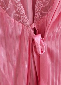 Pink Night Dress (Gown) Lace Work (Bust 34-38)