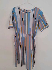 Striped fit and flare Midi Dress Set