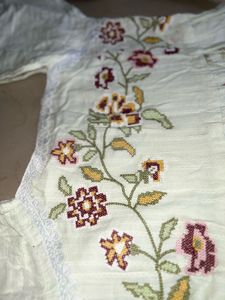 Embroidered White Cotton Frock