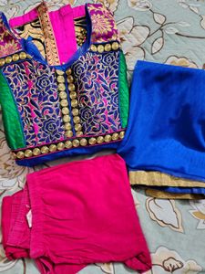 Vibrant Blue Net Silk Ethnic Kurta Set