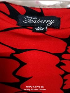 Chic Red &amp; Black Floral Print Beach Dress