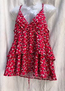 242610. Red Animal Print Top