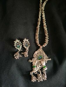 Silver Krishna Necklace Set
