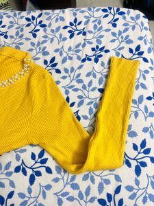 Yellow Pearl Embellished Top