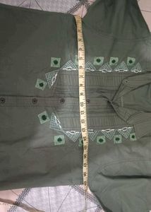 kid's Green Embroidered Kurta