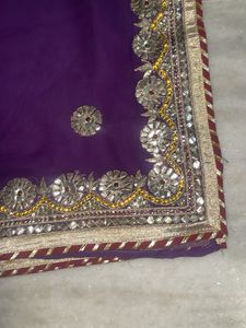 Beautiful gota handwork Purple Saree with Blo