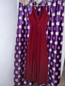 Wine Red Elegant Maxi Dress