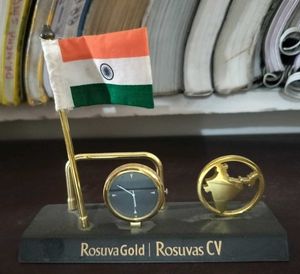 Indian Flag &amp; Clock Desk Decor