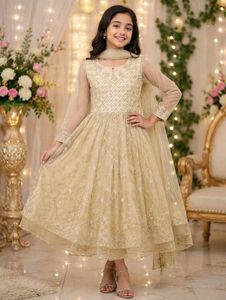 Elegant Girls' Party Dress with Dupatta