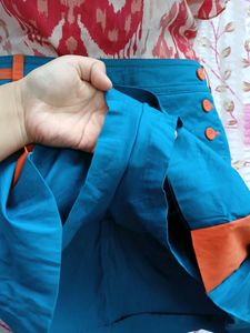 Blue Skirt with Orange Accents