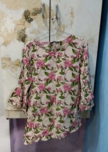 Floral Print Top with Flared Sleeves