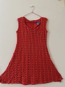 Red Lace Sleeveless Dress