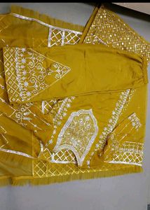 Elegant Mustard Embroidered Salwar Kameez