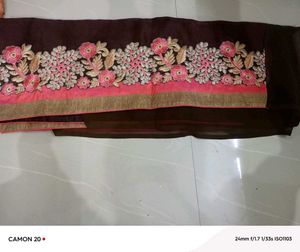 Embroidered Brown Saree