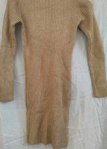 Tan Ribbed Knit Mini Dress