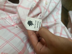 Men's White &amp; Red Checked Shirt
