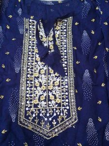 Elegant Navy Blue Printed Kurta