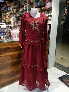Maroon Embellished Dress