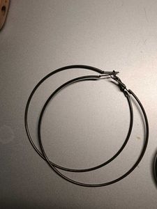 set of 3 hoops and a green meenakari earrings