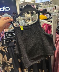 Black Textured Crop Top