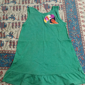 Girls' Green Dress with Toucan Applique