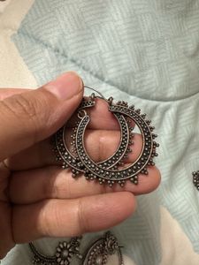 combo of 2  Oxidized Silver Jhumkas