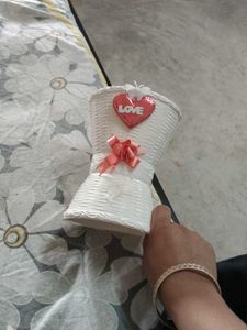 White Decorative Basket with Love Heart