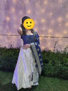 Beautiful Blue & Cream Lehenga Choli