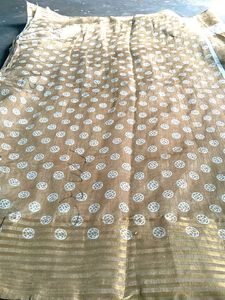 Khaki Batik Print Saree