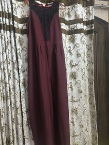 Maroon Lace Top Maxi Dress