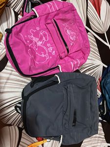 Cute Pink & Grey Backpacks Set