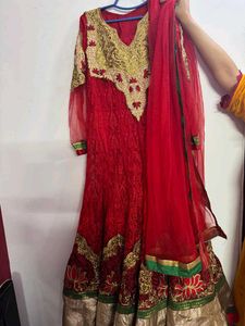 Elegant Red Embroidered Gown