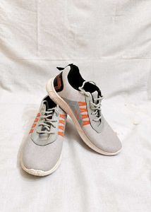 Men's Light Gray &amp; Orange Running Shoes