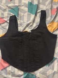 Black Denim Corset Top