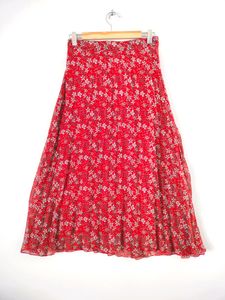 Red Floral Long Skirts (Women's)