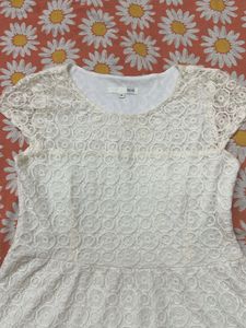 White Lace Cap Sleeve Dress