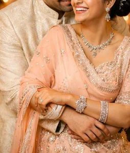 engagement Peach Lehenga Choli Set