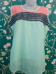 Stylish Sleeveless Mint Green Top