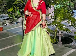 Beautiful Hand Work On Blouse Lehanga Choli Set
