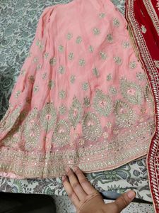 Exquisite Red &amp; Pink Embroidered Lehenga Choli