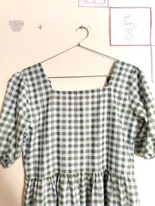 Green Gingham Tiered Dress