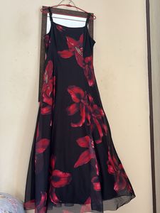 Savana Elegant Black Floral Print Dress