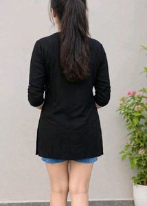 Black Embroidered Kurta Top