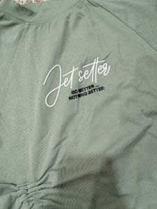 Mint Green Ruched "Jet Setter" T-Shirt