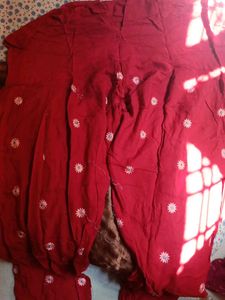 Red Embroidered Kurta Set