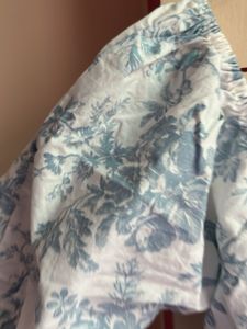 Blue Floral Puff Sleeve Mini Dress