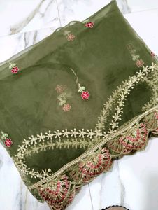 Pakistani Designer Olive Embroidered Kurta S