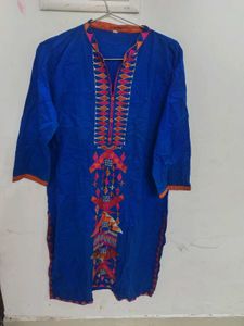 Vibrant Blue Embroidered Kurta
