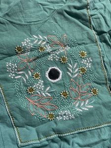 Embroidered Teal Kurta Set